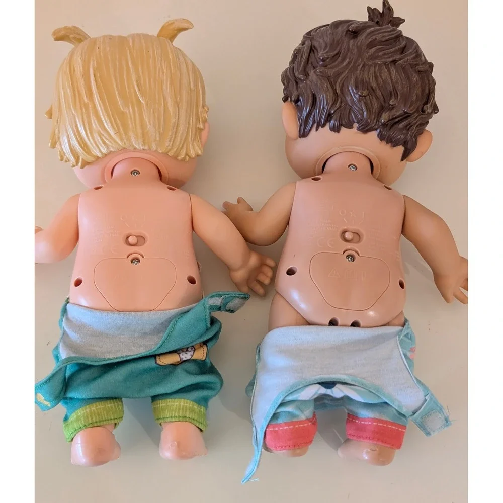 Baby Alive Lil Giggles Dolls Lot of 2 Blonde Brunette Interactive Giggling Toys